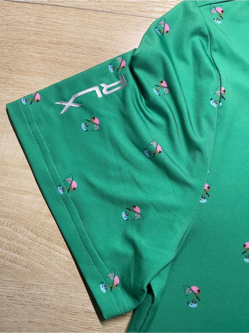 RLX Ralph Lauren Men Green Flamingo Fishing Print Golf Polo Shirt M NEW - Picture 6 of 14